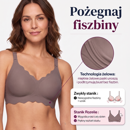Żelowy Falbankowy Biustonosz 3D Bez Fiszbin
